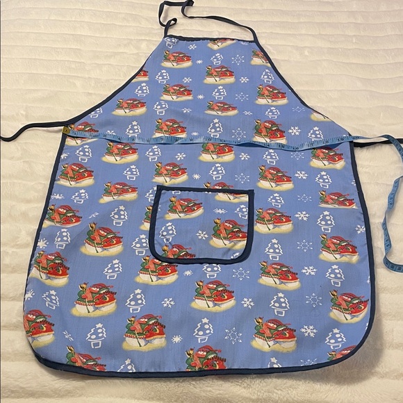 Festive Blue Apron with Holiday Print - Picture 2 of 9